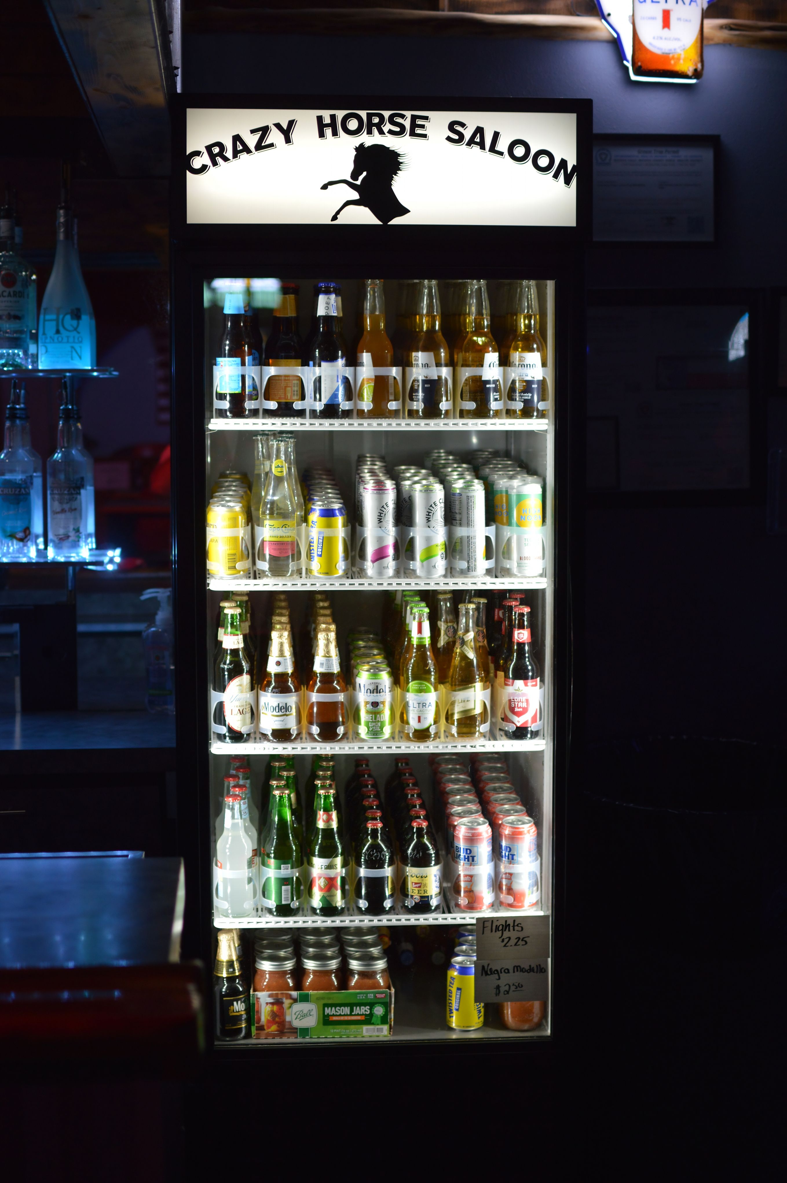 Cold beer selection at Crazy Horse Saloon