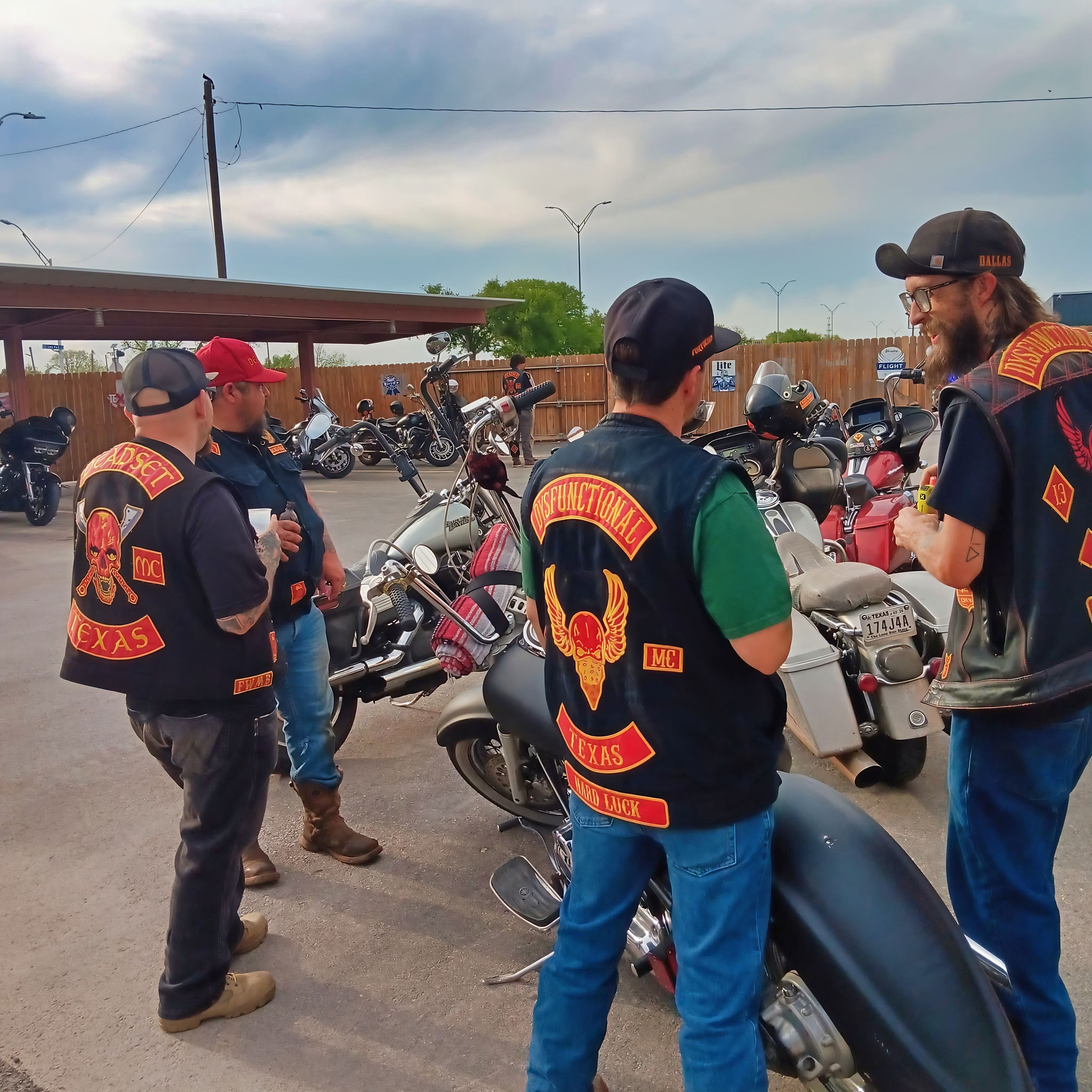 Motorcycles lined up at Crazy Horse Saloon during Bike Night