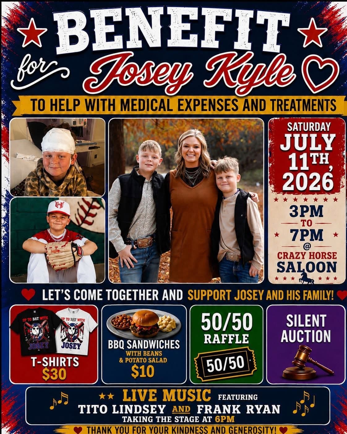 Benefit for Josey Kyle event flyer