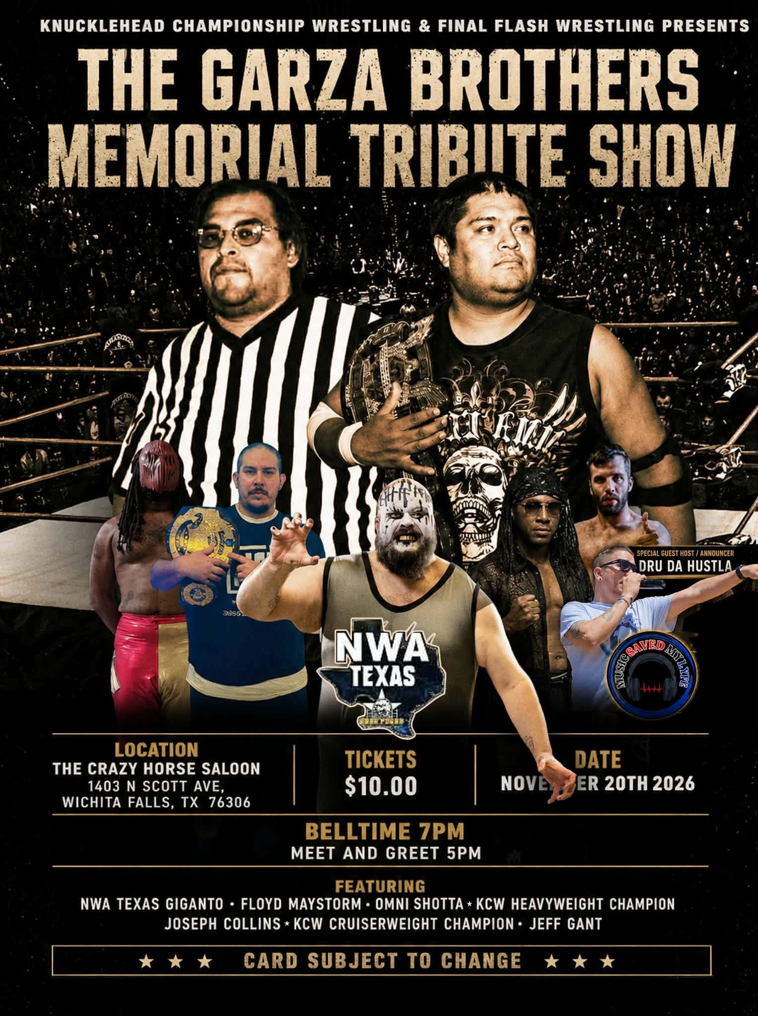 Garza Brothers Memorial Tribute Show — Friday November 20 at Crazy Horse Saloon, Wichita Falls TX